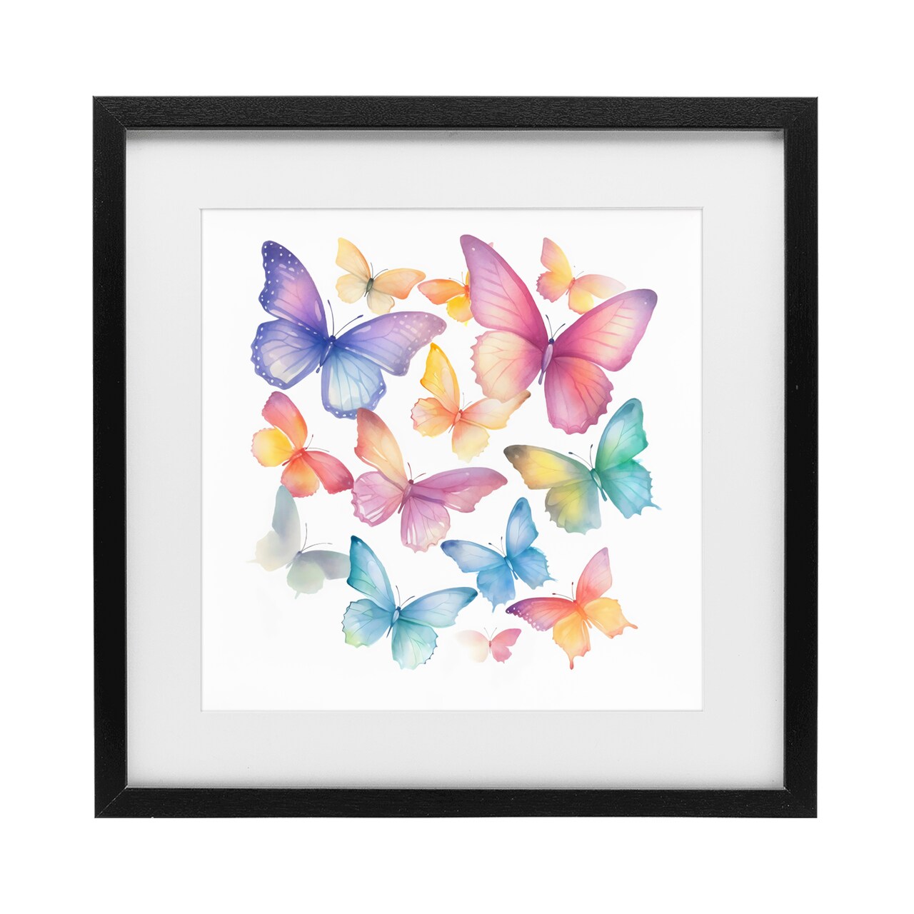 Stupell Industries Rainbow Butterflies Rabble Framed Print Under Glass, design by Creative Studio
